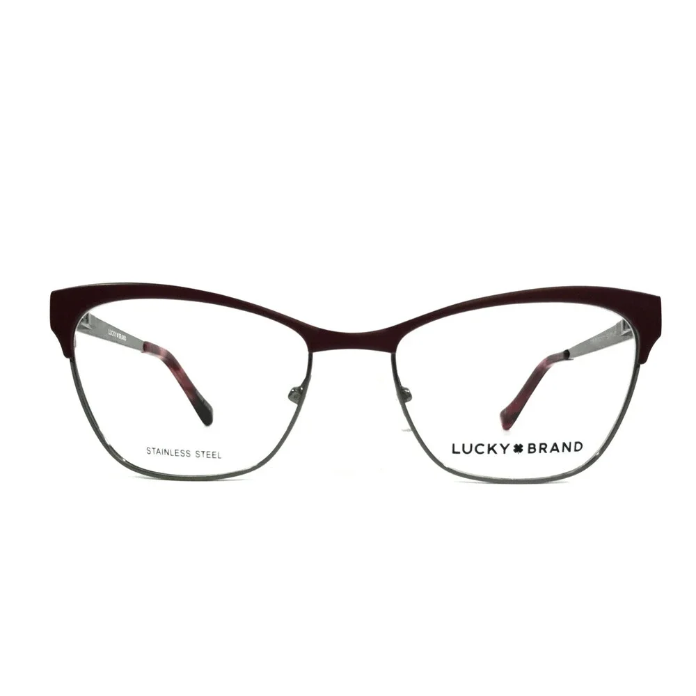 Lucky Brand Eyeglasses Frames D108 BURGUNDY Red Silver Cat Eye 52-17-140